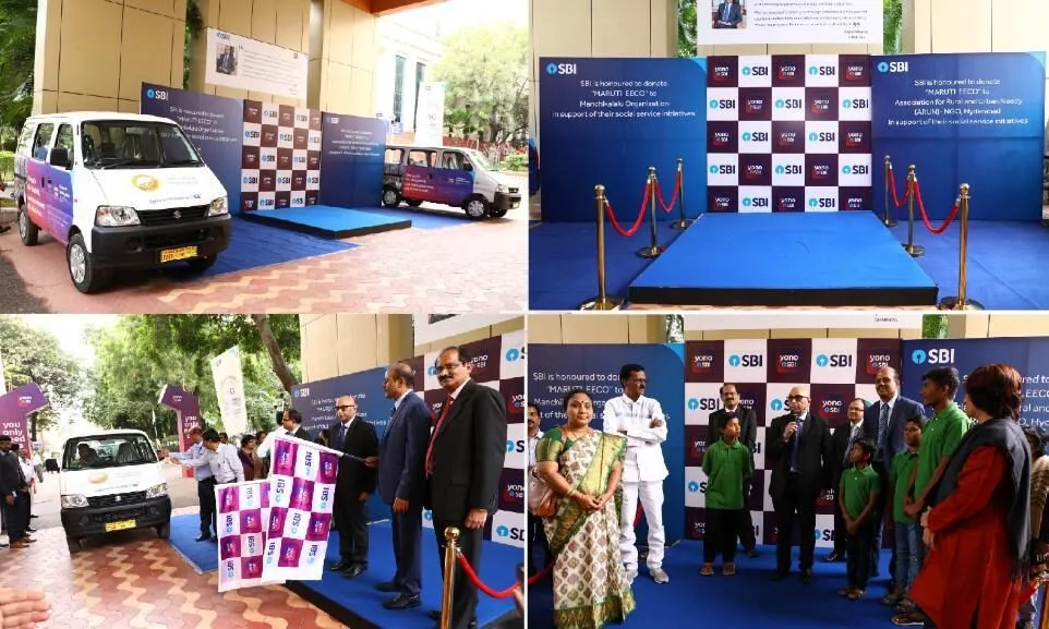 SBI CSR vehicle handover event with staging and branding